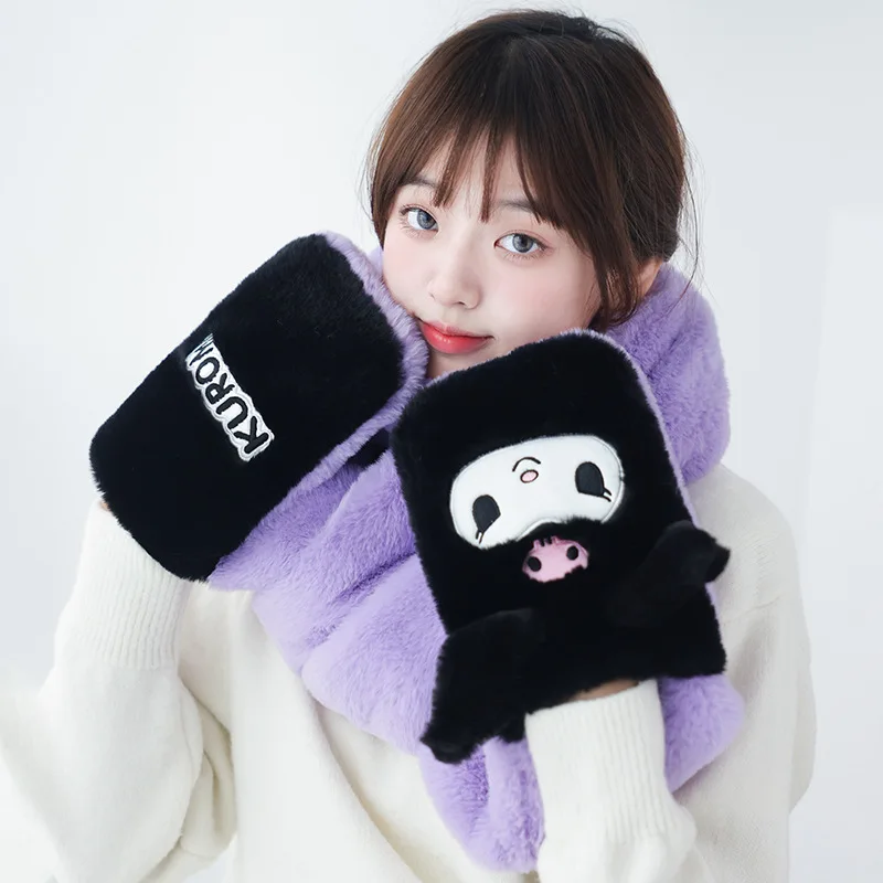 

Милый Карманный шарф Sanrio Kawaii мультфильм KT Melody Kuromi понравился Коричный шарф Зимний теплый шарф длинный стильный подарок для девочки
