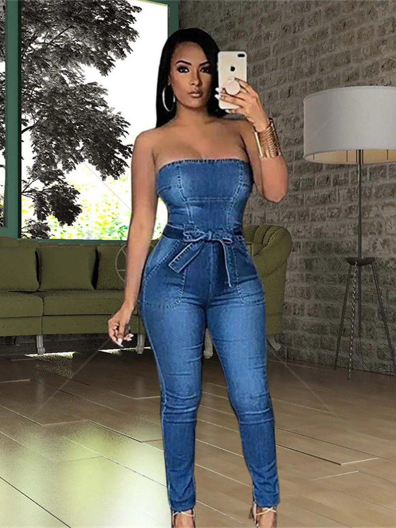 Sexy Denim Strapless Jumpsuits Women Summer Clothing Sleeveless Bodycon Jeans Pencil Pants Rompers Playsuits One Pieces Overalls
Sexy Denim Strapless Jumpsuits Women Summer Clothing Sleeveless Bodycon Jeans Pencil Pants Rompers Playsuits One Pieces Overalls