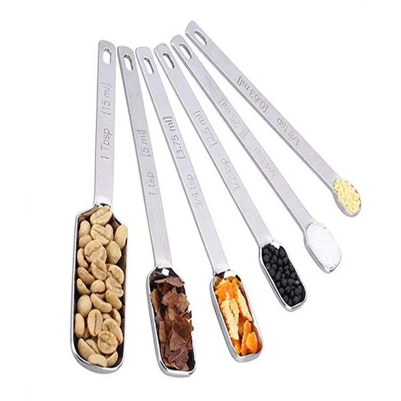 Baking Tool New Stainless Steel Rectangular Measuring Spoon 6-piece Set Seasoning Spoon Double Scale Thickened Square Head Measu
Baking Tool New Stainless Steel Rectangular Measuring Spoon 6-piece Set Seasoning Spoon Double Scale Thickened Square Head Measu