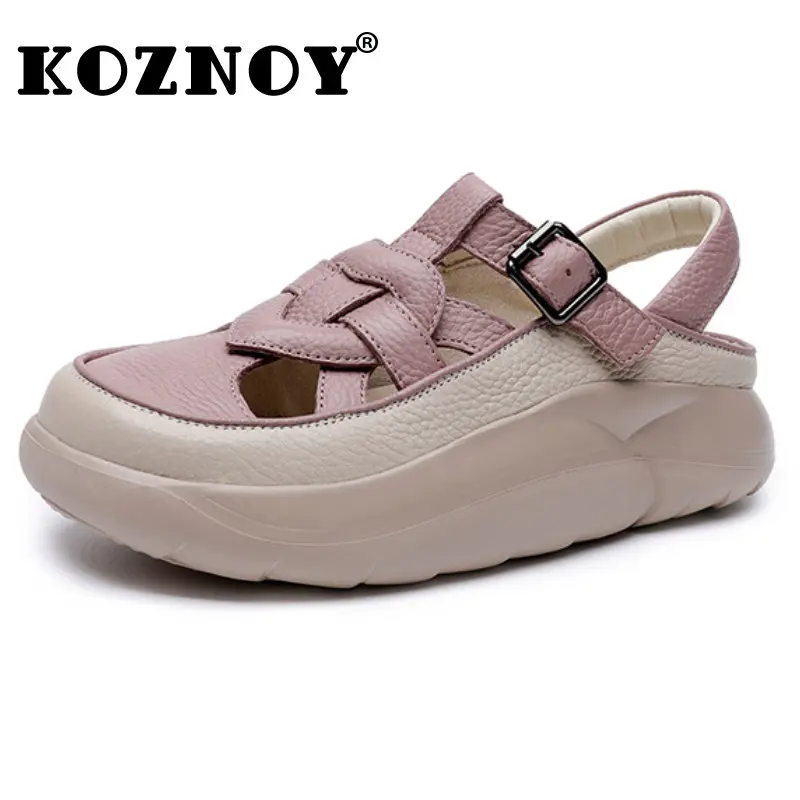Koznoy 4CM Genuine Leather Ladies Sandals Women Summer Platform Wedge Fashion Breathable Women Comfy Shoes Hollow Loafer Bao Toe
Koznoy 4CM Genuine Leather Ladies Sandals Women Summer Platform Wedge Fashion Breathable Women Comfy Shoes Hollow Loafer Bao Toe