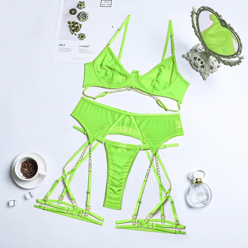 Summer Thin Mesh Lace Perspective Underwire Women's Sexy Lingerie Set Gathered Bra Chain Decoration Erotic Underwear
Summer Thin Mesh Lace Perspective Underwire Women's Sexy Lingerie Set Gathered Bra Chain Decoration Erotic Underwear