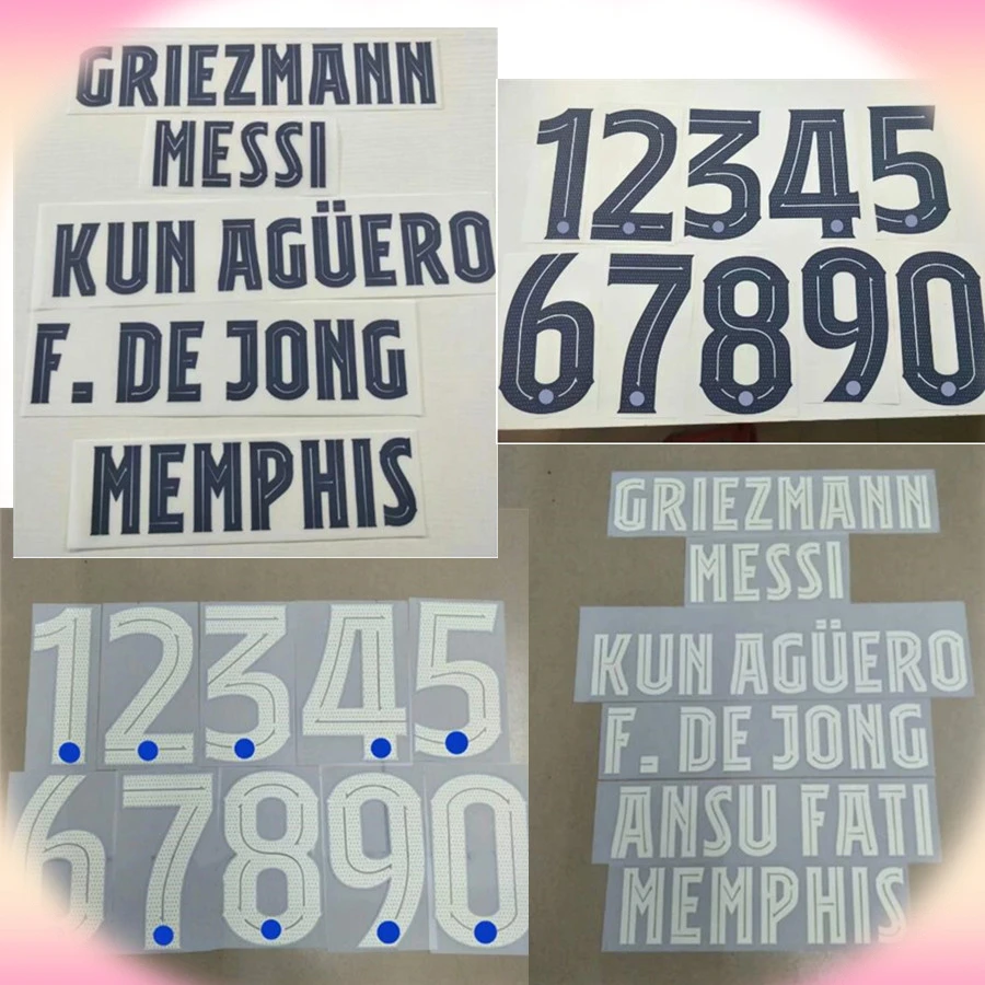 2021 2022 F.DE JONG 21 KUN AGUERO number printing font, Hot stamping patches badges
2021 2022 F.DE JONG 21 KUN AGUERO number printing font, Hot stamping patches badges
