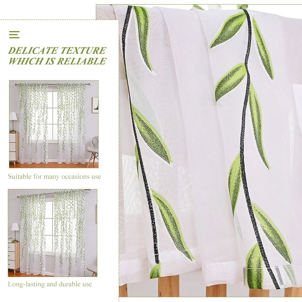 Curtains Curtain Sheer Window Voile Green Tulle Leaf Willow Closet Drape Decorative Pastoral Screen Privacy Panels Beaded
Curtains Curtain Sheer Window Voile Green Tulle Leaf Willow Closet Drape Decorative Pastoral Screen Privacy Panels Beaded