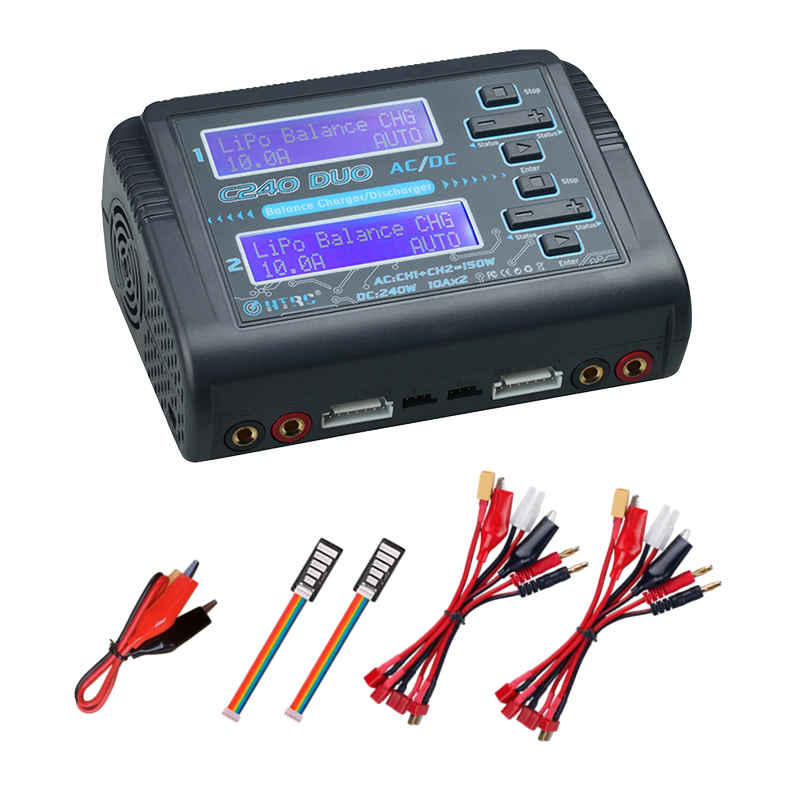 HTRC C240 DUO Двухканальное балансирующее зарядное устройство 1S-6S RC для 1-6s Lipo/li-ion/Life 1-15S NiCd/NiMH
HTRC C240 DUO Двухканальное балансирующее зарядное устройство 1S-6S RC для 1-6s Lipo/li-ion/Life 1-15S NiCd/NiMH