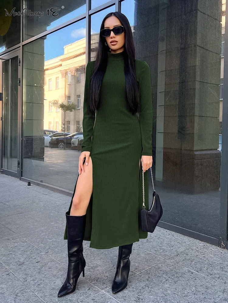 Mnealways18 Turtleneck Ribbed Knitted Dress For Women Vintage Green Slit Bodycon Dress High Street Lady High Waist A-Line Dress
Mnealways18 Turtleneck Ribbed Knitted Dress For Women Vintage Green Slit Bodycon Dress High Street Lady High Waist A-Line Dress