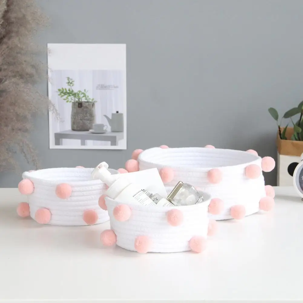 Storage Baskets Cosmetic Storage Box Lovely Nice-looking Stable Sundries Box Cotton Rope Woven Storage Basket for Home
Storage Baskets Cosmetic Storage Box Lovely Nice-looking Stable Sundries Box Cotton Rope Woven Storage Basket for Home