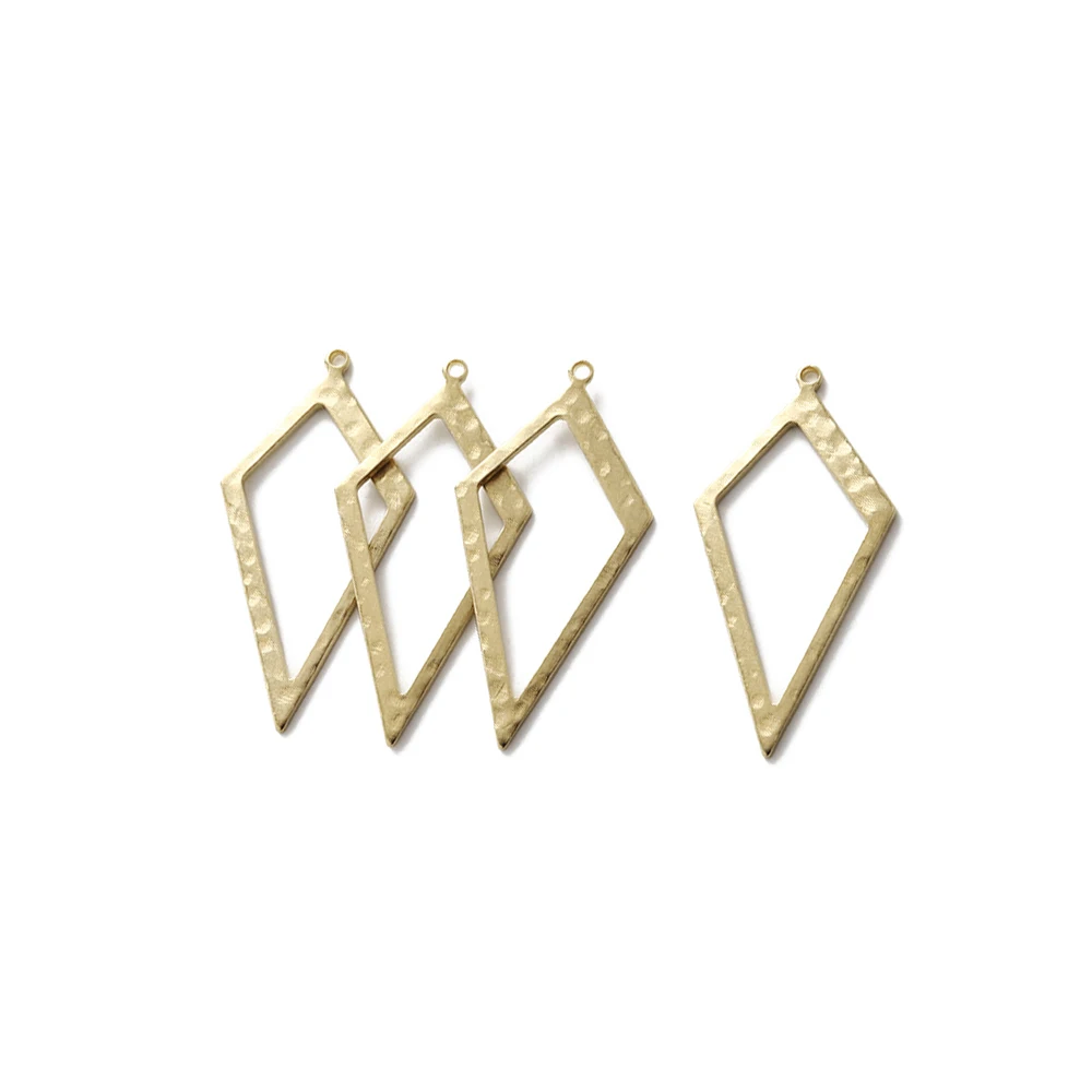 

Raw Brass Hammered Rhombus Charms Hollow Diamond-Shaped Frame Pendant for Diy Earrings Bracelet Necklace Jewelry Making Findings