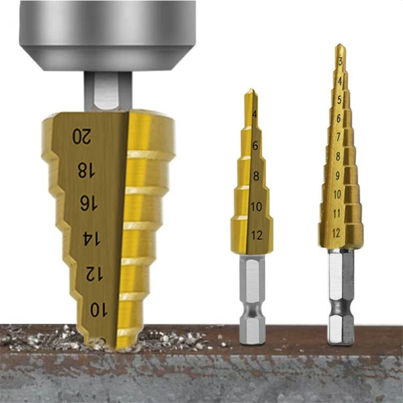 3-12mm 4-12mm 4-20mm Titanium Coated HSS Straight Groove Step Drill Bit Wood Metal Hole Cutter Core Drilling Tool Set
3-12mm 4-12mm 4-20mm Titanium Coated HSS Straight Groove Step Drill Bit Wood Metal Hole Cutter Core Drilling Tool Set