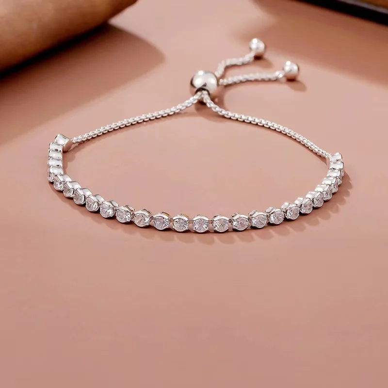 Trendy 925 Sterling Silver 3mm Full Zircon Tennis Chain Bracelet for Women Jewlery Plated White Gold Bangle Anniversary Gift
Trendy 925 Sterling Silver 3mm Full Zircon Tennis Chain Bracelet for Women Jewlery Plated White Gold Bangle Anniversary Gift