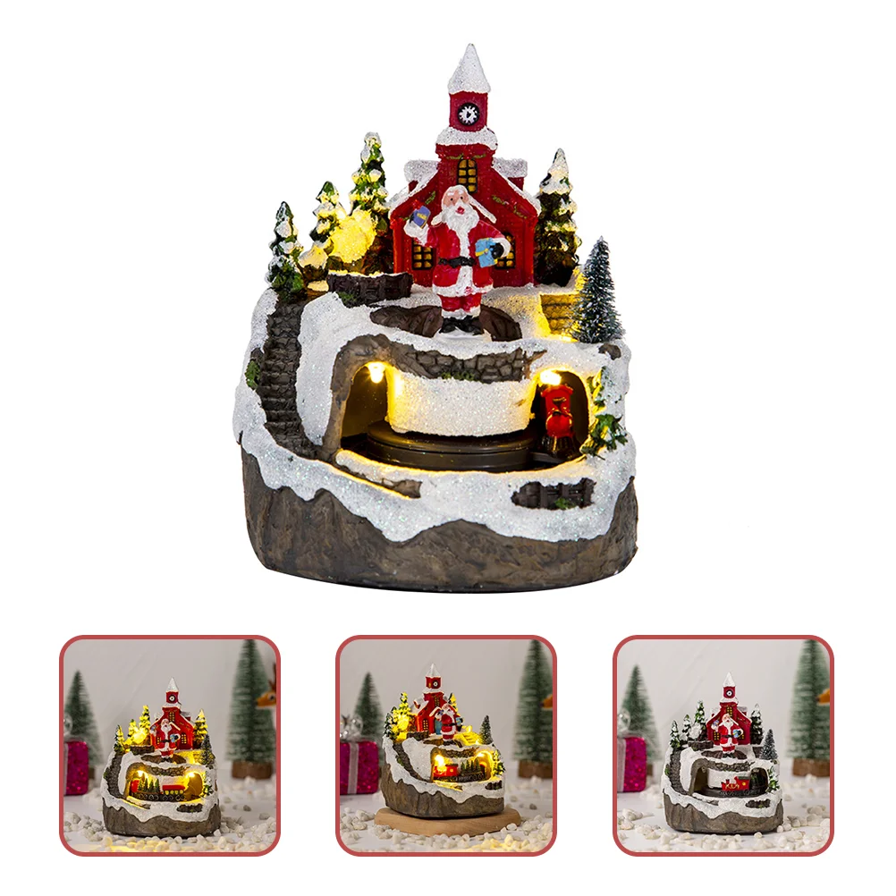 

30th Anniversary Gifts for Couples Snow Village Resin Runner Figurine Christmas Santa Claus Train Village House