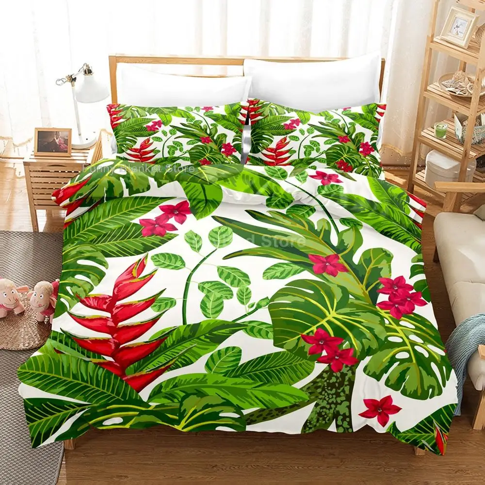 

Tropical Leaf Bedding Set Grenn Ins Plant 3d Duvet Cover Sets Comforter Bed Linen Twin Queen King Single Size Fashion Luxury