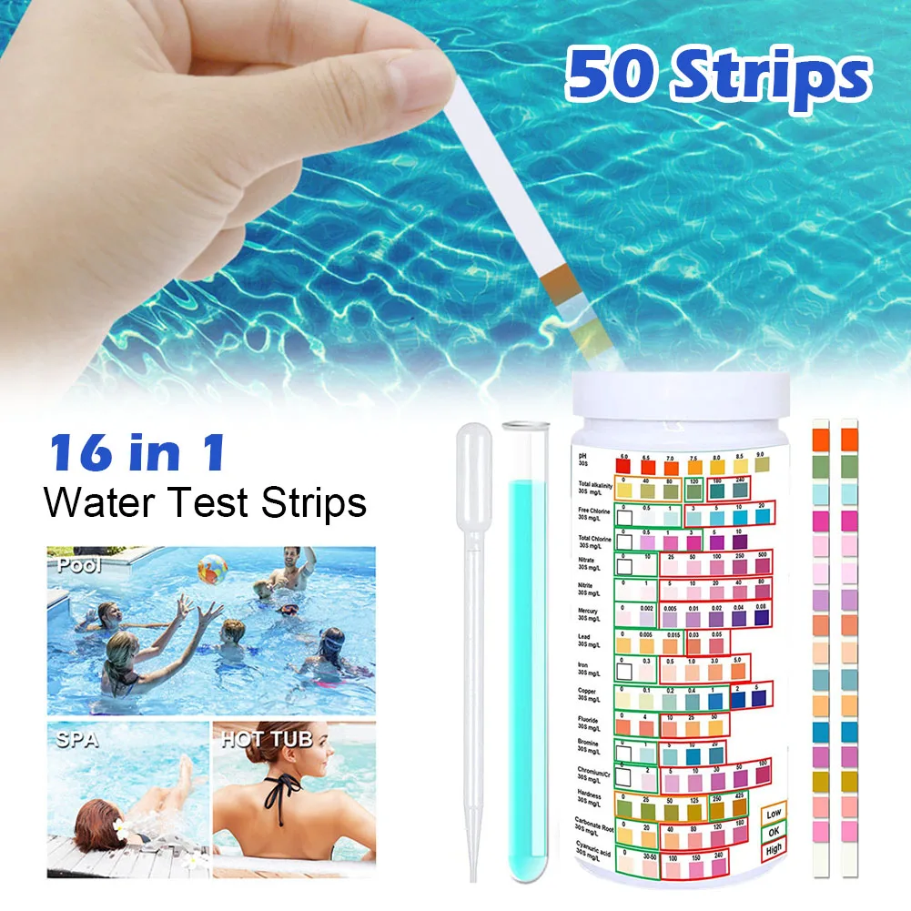 50/100PCS 16In1 Drinking Water Test Kit Home Water Quality Test Swimming Pool Water Test Strips Water PH Fluoride Lead Meter
50/100PCS 16In1 Drinking Water Test Kit Home Water Quality Test Swimming Pool Water Test Strips Water PH Fluoride Lead Meter
