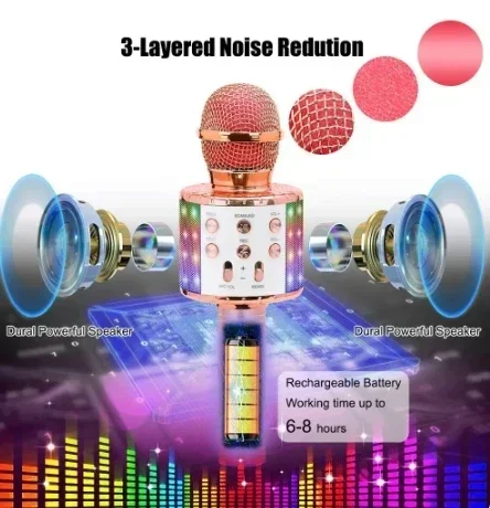 202 Wireless Karaoke Microphone Bluetooth Handheld Portable Speaker Home KTV Player with Dancing Lights Record Function for Kids
202 Wireless Karaoke Microphone Bluetooth Handheld Portable Speaker Home KTV Player with Dancing Lights Record Function for Kids