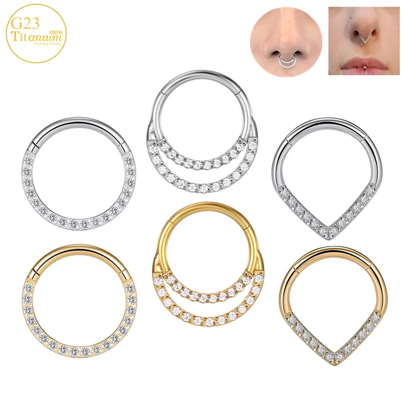ASTM G23 Titanium Septum Piercing Nose Rings Zircon Clicker Hoop Ear Cartilage Earrings Tragus Helix Piercing Body Jewelry 16G
ASTM G23 Titanium Septum Piercing Nose Rings Zircon Clicker Hoop Ear Cartilage Earrings Tragus Helix Piercing Body Jewelry 16G