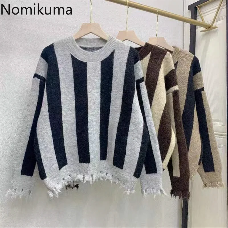 Nomikuma Pull Femme Hiver 2022 Contrast Color Striped Tassel Patchwork Loose Soft Sweater Women Vintage Elegant Pullover Women
Nomikuma Pull Femme Hiver 2022 Contrast Color Striped Tassel Patchwork Loose Soft Sweater Women Vintage Elegant Pullover Women