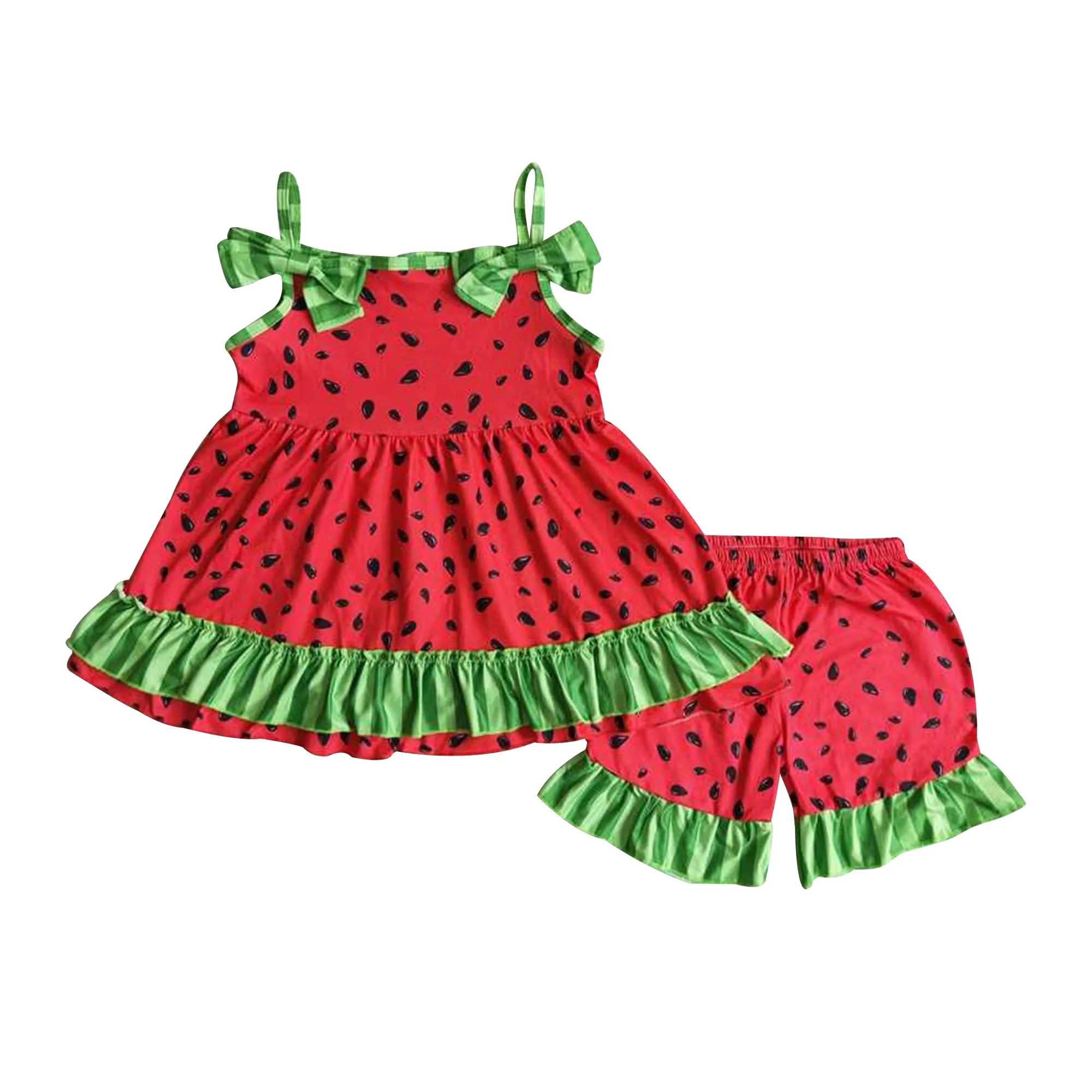 RTS Kids Clothing Red Sleeveless Top Boutique Wholesale Watermelon Baby Clothes Green Ruffles Summer Shorts Sets Children Wear
RTS Kids Clothing Red Sleeveless Top Boutique Wholesale Watermelon Baby Clothes Green Ruffles Summer Shorts Sets Children Wear