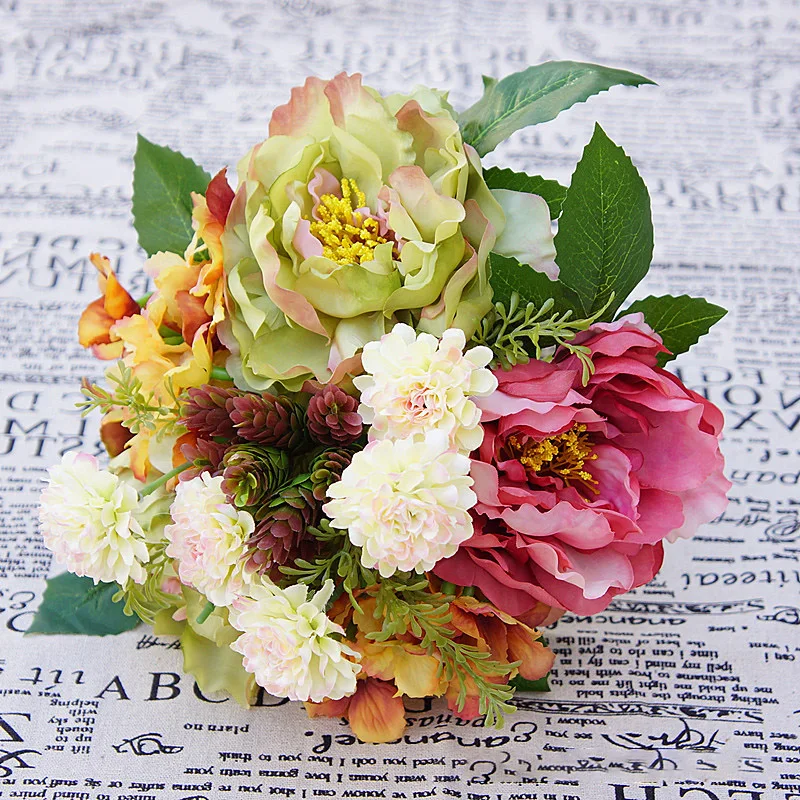 Artificial Flowers Retro Rose Bouquet Hydrangea Peony Holding Fake Flower Wedding Decoration Silk Roses Bride Bouquet Home Decor
Artificial Flowers Retro Rose Bouquet Hydrangea Peony Holding Fake Flower Wedding Decoration Silk Roses Bride Bouquet Home Decor