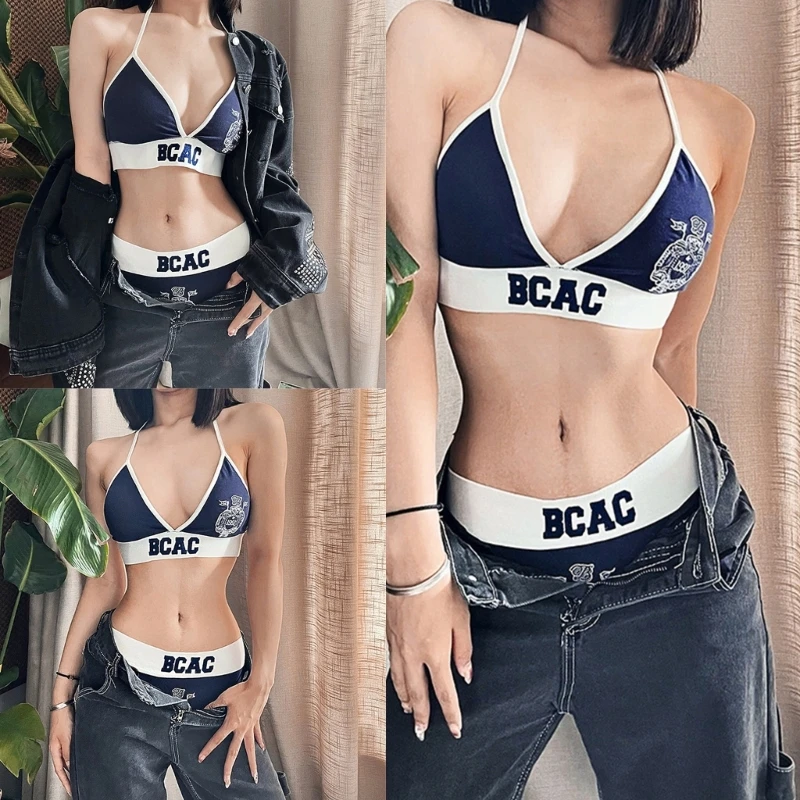 Sporty Bra Sets Women Letter Print Corset Tops and Letter Print Panties 2Pcs Set 
Sporty Bra Sets Women Letter Print Corset Tops and Letter Print Panties 2Pcs Set