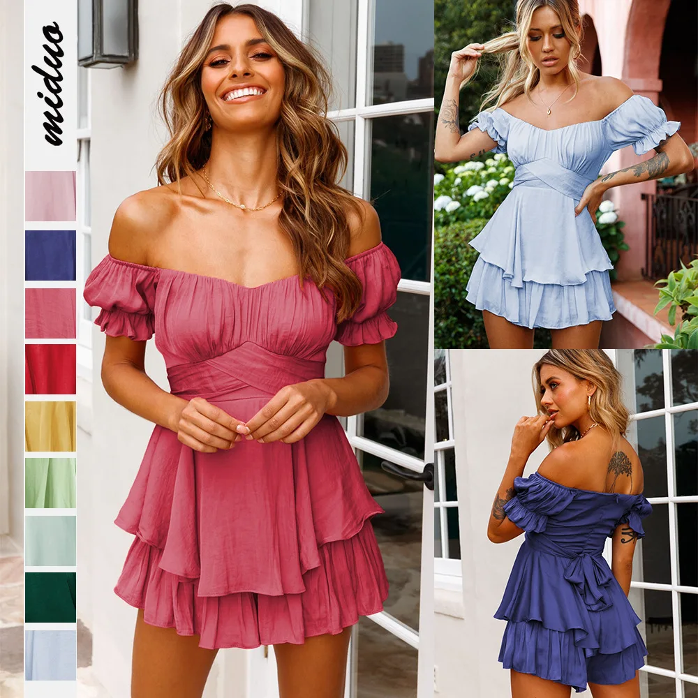 New Chic Flower Print Sweet Plain Color Women's Flounces One-collar Short-sleeved Jumpsuit Sexy Strap Shorts Tide
New Chic Flower Print Sweet Plain Color Women's Flounces One-collar Short-sleeved Jumpsuit Sexy Strap Shorts Tide