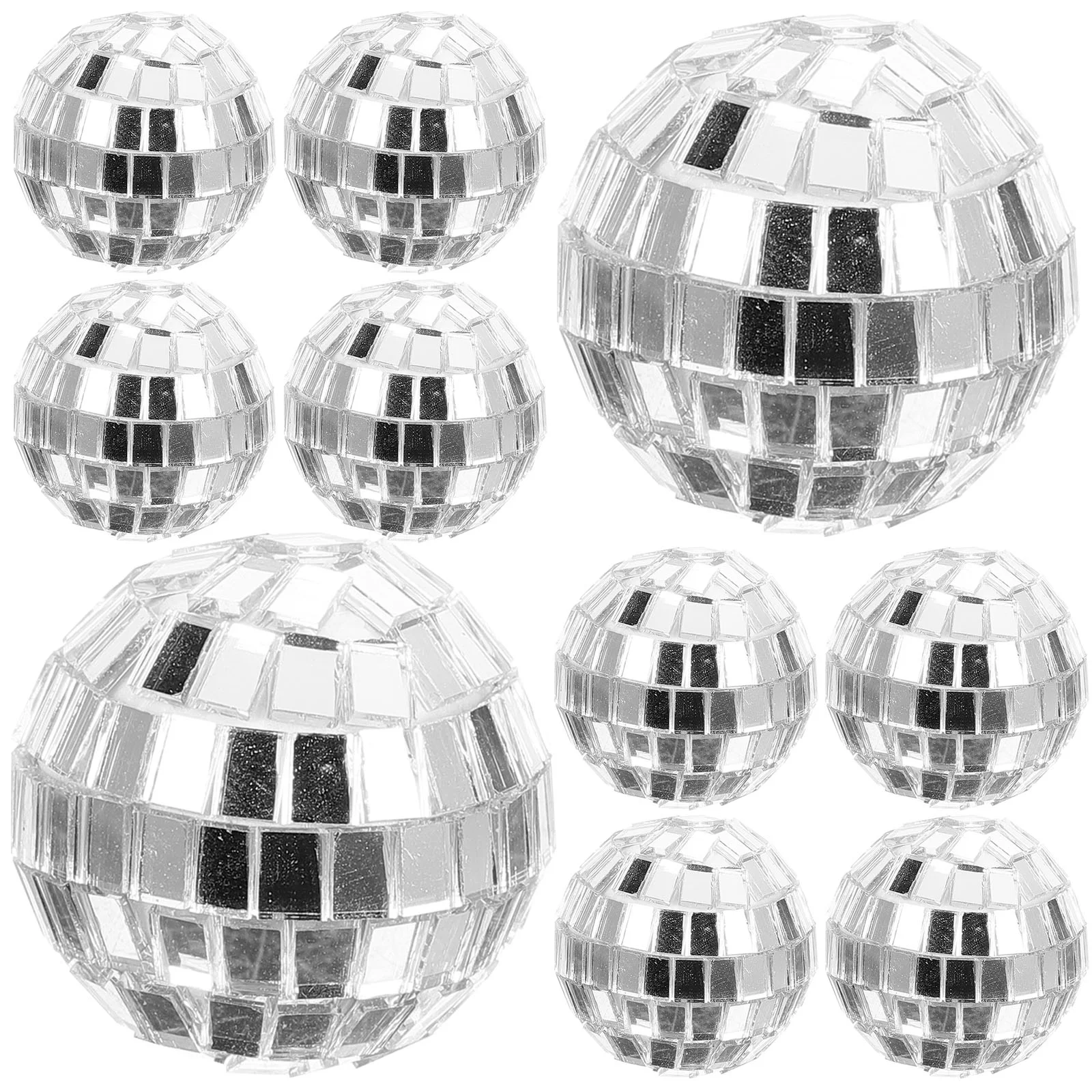 12 Pcs Disco Mirror Ball Mini Cake Silver Pendant Party Decoration Hanging Balls Glass Ornament Effect 
12 Pcs Disco Mirror Ball Mini Cake Silver Pendant Party Decoration Hanging Balls Glass Ornament Effect