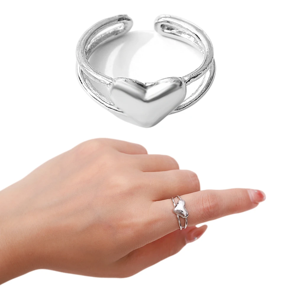 Fashion Korean Rings for Women Simple Style Heart Rings Adjustable Opening Rings Silver Color Two Circle Index Finger Rings
Fashion Korean Rings for Women Simple Style Heart Rings Adjustable Opening Rings Silver Color Two Circle Index Finger Rings
