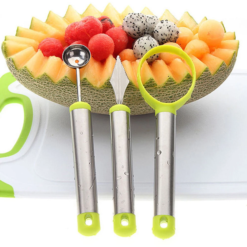 3Pcs Melon Baller Scoop Set 3-in-1 Stainless Steel Fruit Scooper Fruit Carving Tools Set Watermelon Slicer for Cantaloupe Melon
3Pcs Melon Baller Scoop Set 3-in-1 Stainless Steel Fruit Scooper Fruit Carving Tools Set Watermelon Slicer for Cantaloupe Melon