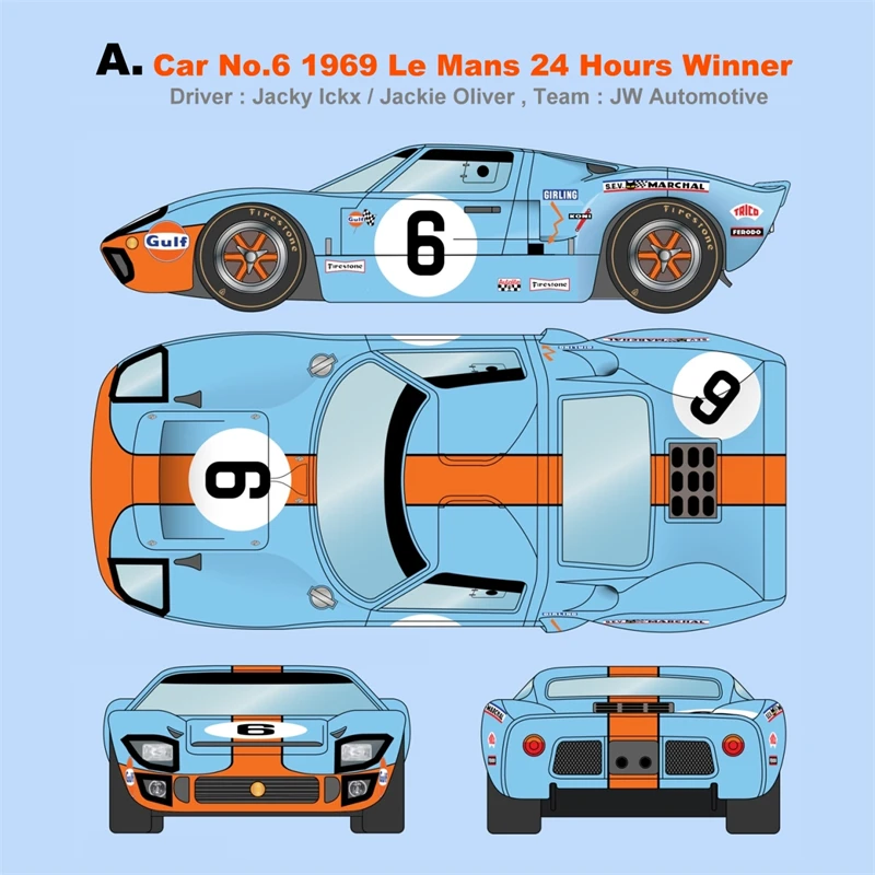 Масштабирование 1:64 Ford GT40 Mk1 (P/1075) No.6 / No.9 1969 Le Mans 24 часа Winner автомобиль с литым под давлением
Масштабирование 1:64 Ford GT40 Mk1 (P/1075) No.6 / No.9 1969 Le Mans 24 часа Winner автомобиль с литым под давлением