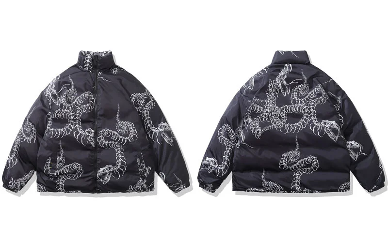 Streetwear Men Reversible Jacket Parka Winter Hip Hop Snake Print Punk Gothic Thick Warm Puffer Coats Harajuku Oversized Outdoor
Streetwear Men Reversible Jacket Parka Winter Hip Hop Snake Print Punk Gothic Thick Warm Puffer Coats Harajuku Oversized Outdoor