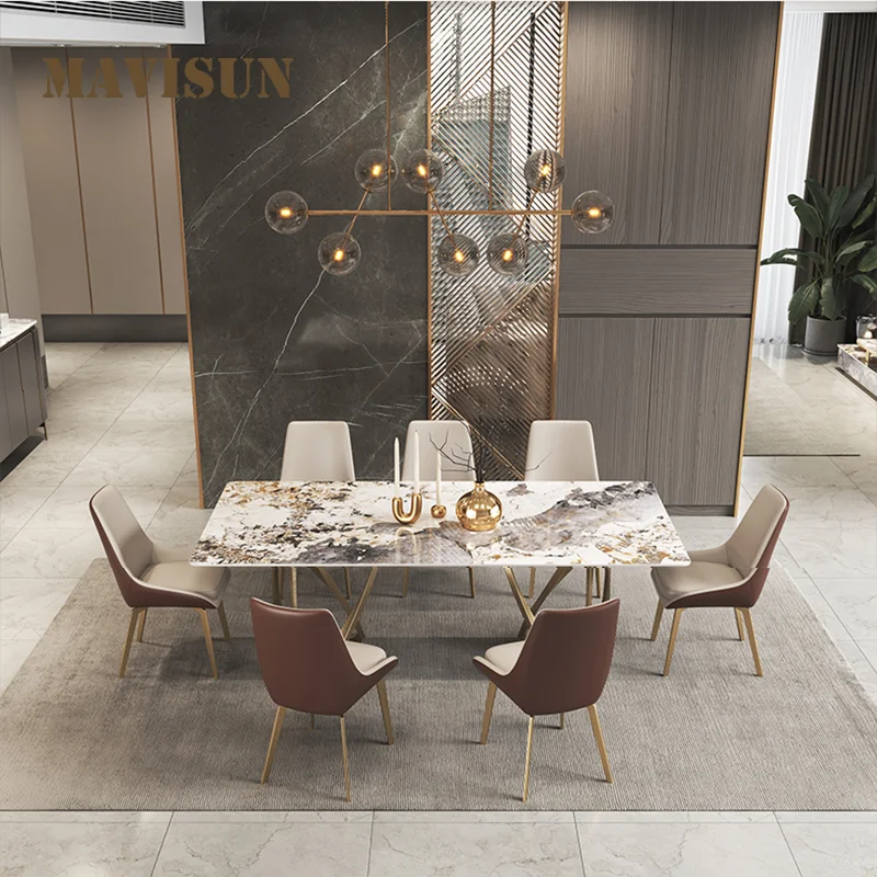 Rock Plate Rectangular Dining Table Set 6 Chairs Gold Home Decor Furniture Luxury Dressing Concise Sintered Stone Salon Table
Rock Plate Rectangular Dining Table Set 6 Chairs Gold Home Decor Furniture Luxury Dressing Concise Sintered Stone Salon Table