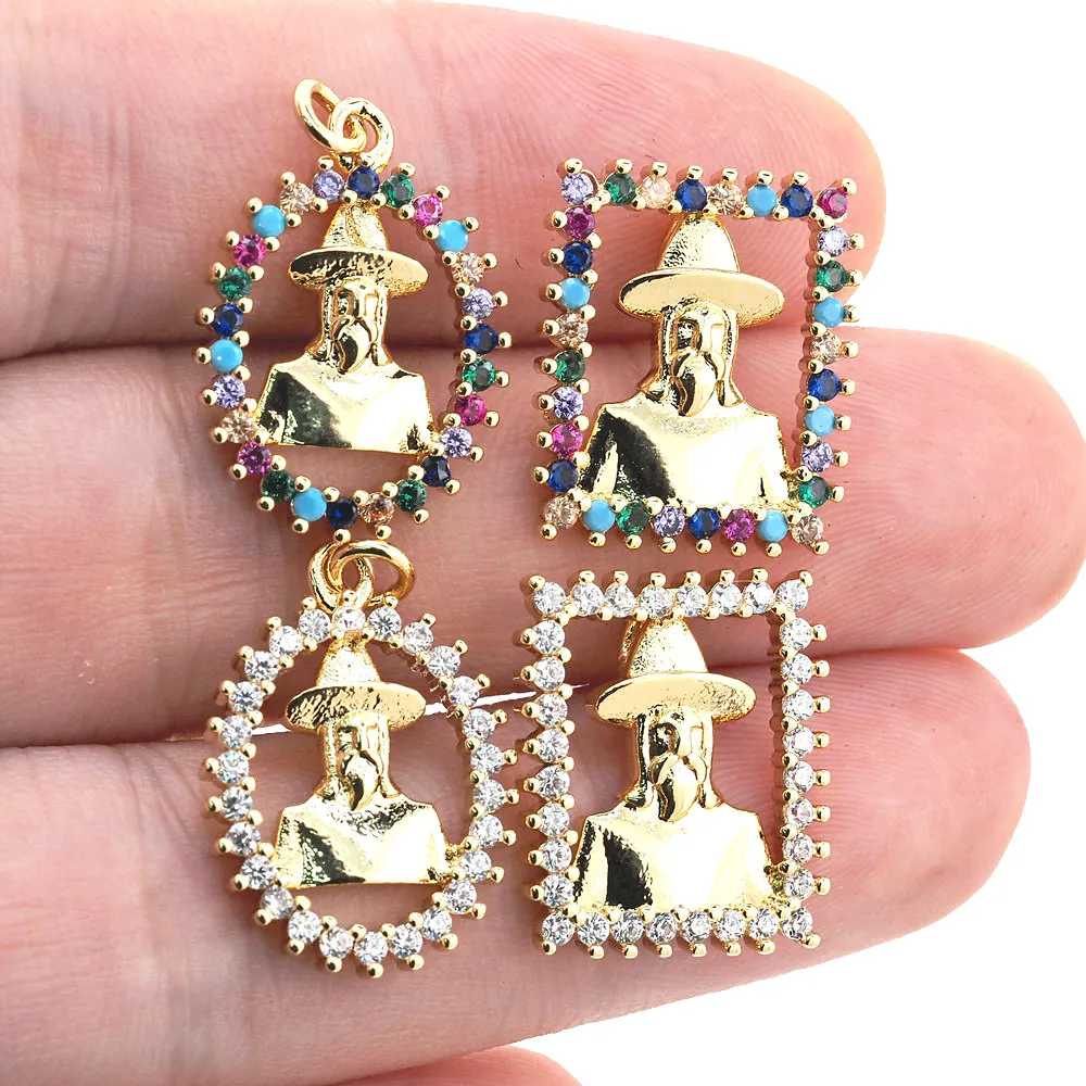 2PCS Fashion Men Portrait Image Pendant Rainbow CZ Gold Plated Figure Oval Square Necklace Accessories For Women Fine Jewelry 
2PCS Fashion Men Portrait Image Pendant Rainbow CZ Gold Plated Figure Oval Square Necklace Accessories For Women Fine Jewelry