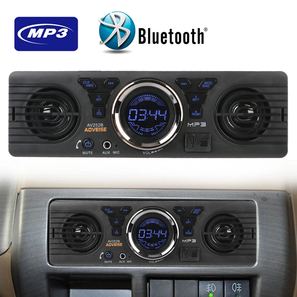 

USB TF Card Digital Clock Bluetooth Hands-free MP3 Player AUX Input Built-in 2 Speakers FM Audio 1 Din Auto-radio Car Radio