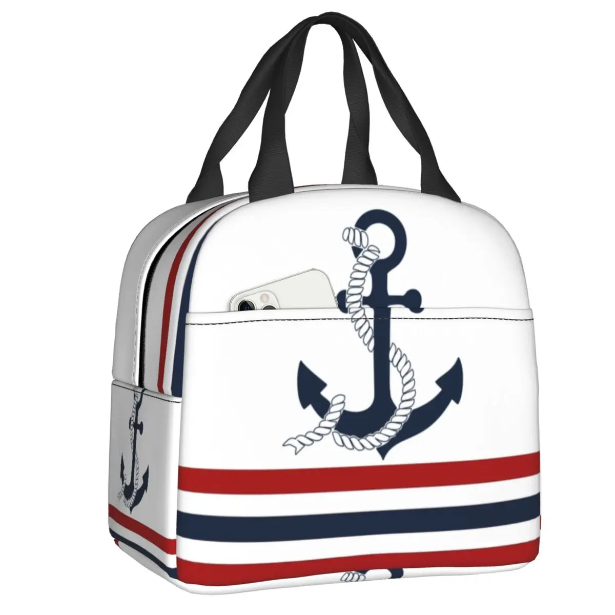 Nautical Blue Anchors With Stripes Insulated Lunch Bags for School Office Sailing Sailor Resuable Cooler Thermal Bento Box Women
Nautical Blue Anchors With Stripes Insulated Lunch Bags for School Office Sailing Sailor Resuable Cooler Thermal Bento Box Women
