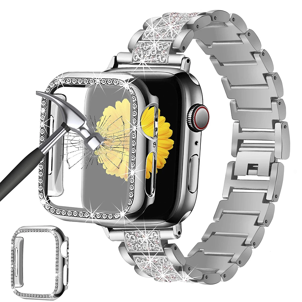 Stainless Steel Strap+Case for Apple Watch Band 44mm 42mm 40mm 38mm 41mm 45mm Diamond Women Bracelet iWatch Series 7 6 SE 5 4 3
Stainless Steel Strap+Case for Apple Watch Band 44mm 42mm 40mm 38mm 41mm 45mm Diamond Women Bracelet iWatch Series 7 6 SE 5 4 3