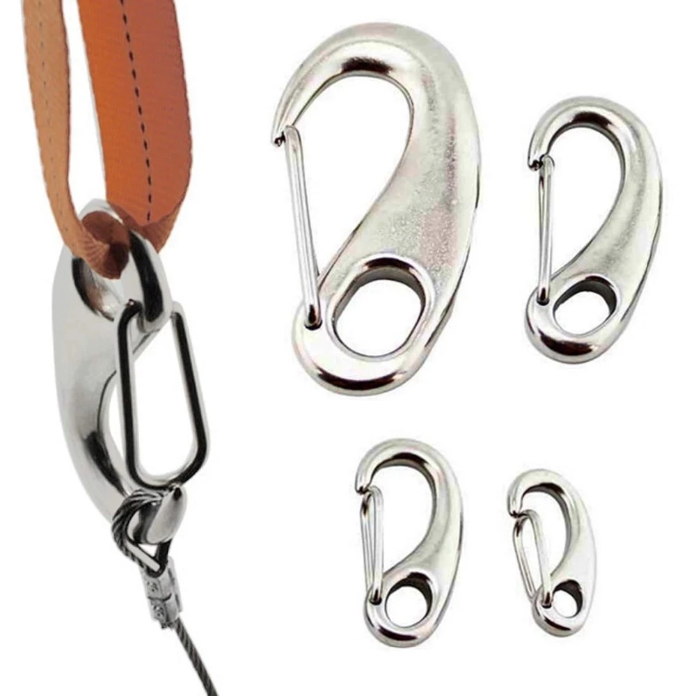 

1 PC Multifunctional Hiking Camping Belt Carabiner Quick Release Hook 304 Stainless Steel Egg Shape Spring Snap 50/70/100mm