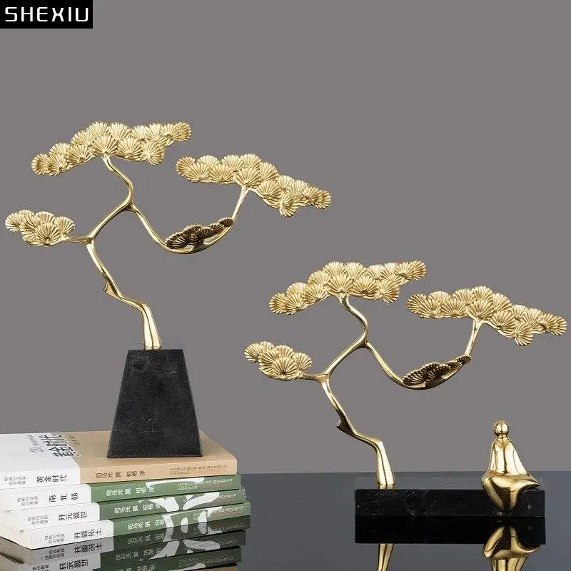 Brass Pine Tree Decorative Statue Marble Base Ornaments Desk Decoration Metal Crafts Pine Tree Sculpture Room Aesthetics Decor 
Brass Pine Tree Decorative Statue Marble Base Ornaments Desk Decoration Metal Crafts Pine Tree Sculpture Room Aesthetics Decor