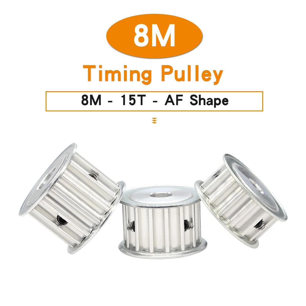 

8M-15T-AF Timing Pulley Bore Size 8/10/12/12.7/14/15/19/20mm Alloy Wheels Teeth Pitch 8 mm For 8M Width 15/20/25 mm Timing Belt