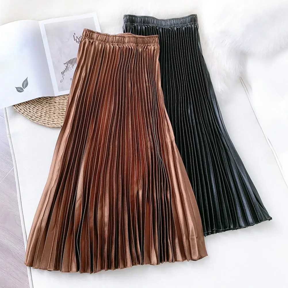 High Waist Satin Pleated Skirt Fashion Comfy Soft Autumn Solid Color Mid-Length Skirt For Women Daily Clothing
High Waist Satin Pleated Skirt Fashion Comfy Soft Autumn Solid Color Mid-Length Skirt For Women Daily Clothing