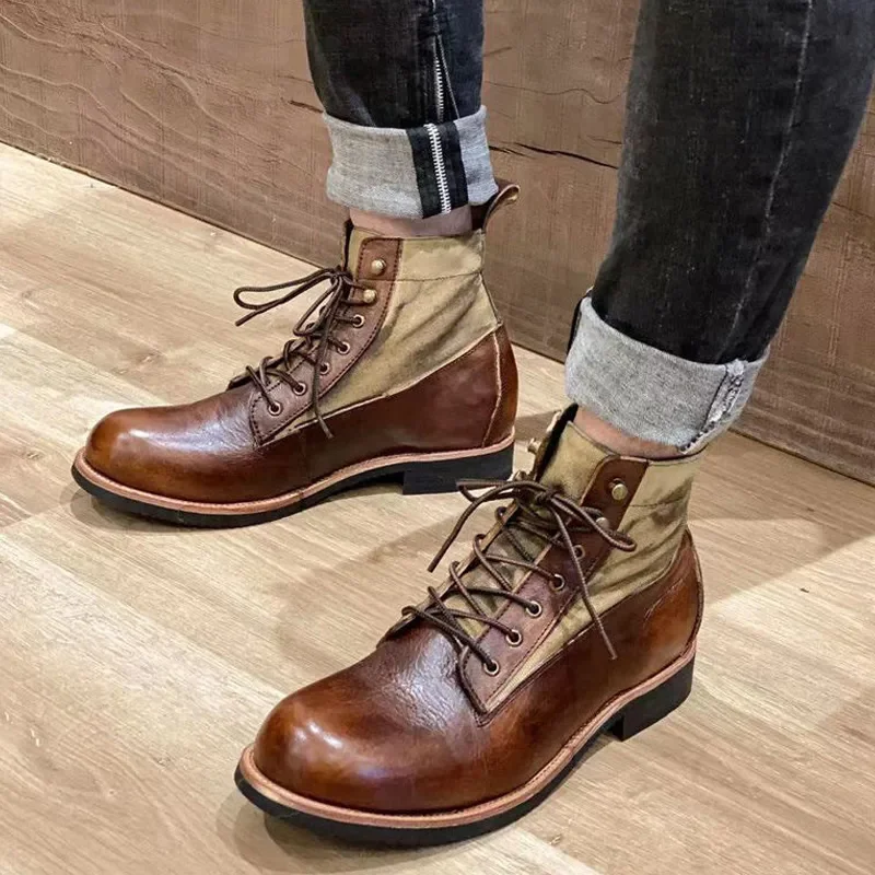 Autumn Winter Boots High Quality Lace Up Men Ankle Boots Plush Warm Large 2023 New Vintage Men's Leather Boots Size 38-48 
Autumn Winter Boots High Quality Lace Up Men Ankle Boots Plush Warm Large 2023 New Vintage Men's Leather Boots Size 38-48