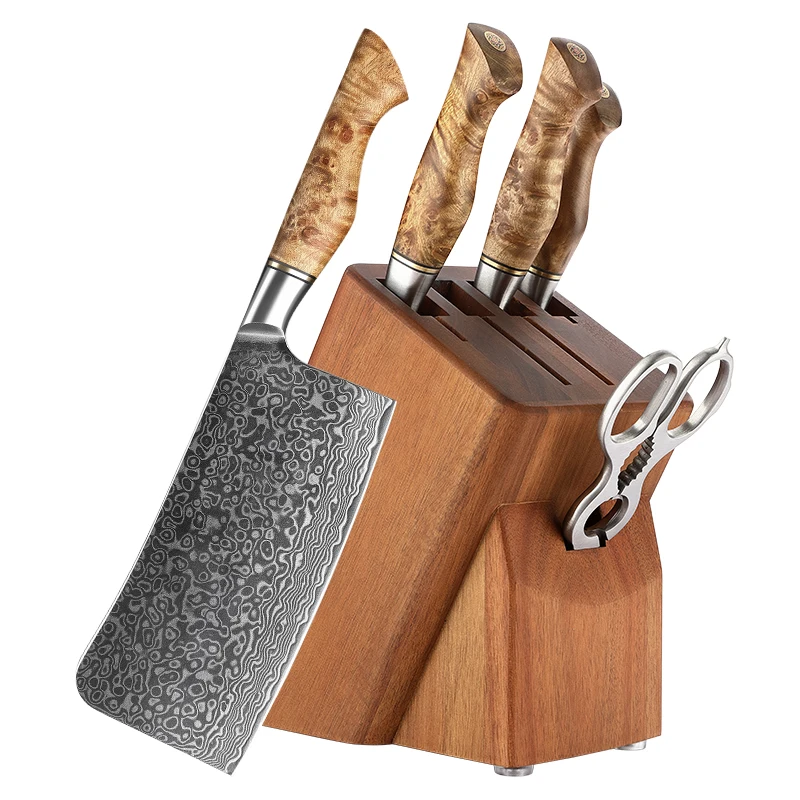 Professional Unique Design of Damascus steel Kitchen Chef knife Set with Knife holder
Professional Unique Design of Damascus steel Kitchen Chef knife Set with Knife holder