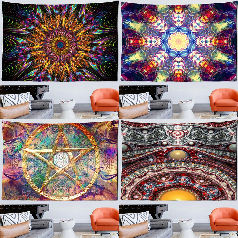 

Customizable Psychedelic Hippie Night Tapestry Mandala Wall Rug Mandala Tapestry Wall Hanging Boho Decor Wall Covering Tapestry