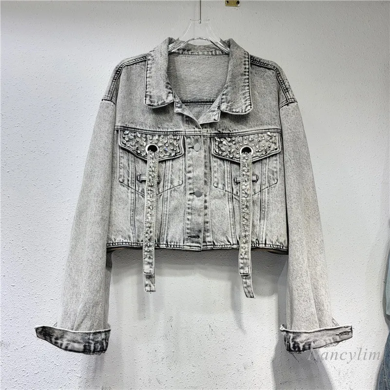 Новинка осени 2023, джинсовая куртка с длинным рукавом со стразами, женское короткое пальто в тяжелой промышленности, джинсовая куртка
Новинка осени 2023, джинсовая куртка с длинным рукавом со стразами, женское короткое пальто в тяжелой промышленности, джинсовая куртка