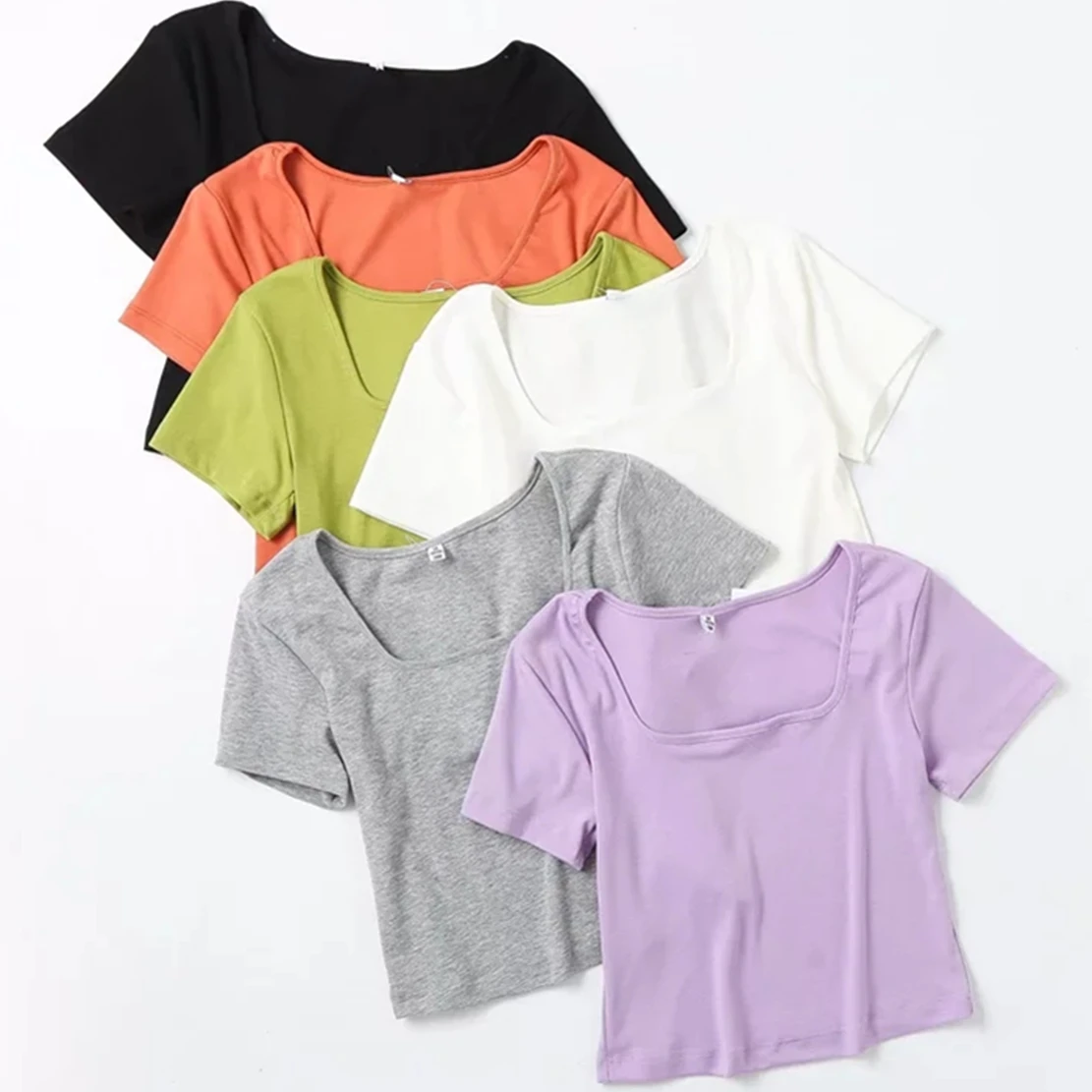 Elmsk England Style High Street Vintage Square Collar Short Rib Cotton Elastic Knitted Tshirt Women Sexy Tops
Elmsk England Style High Street Vintage Square Collar Short Rib Cotton Elastic Knitted Tshirt Women Sexy Tops