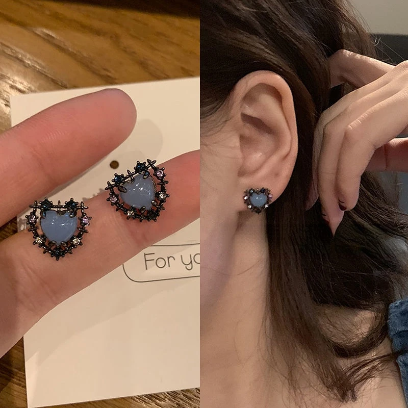 Haze Blue Earrings New Fashion Simple Women Small Korean Earrings Temperament Retro 
Haze Blue Earrings New Fashion Simple Women Small Korean Earrings Temperament Retro