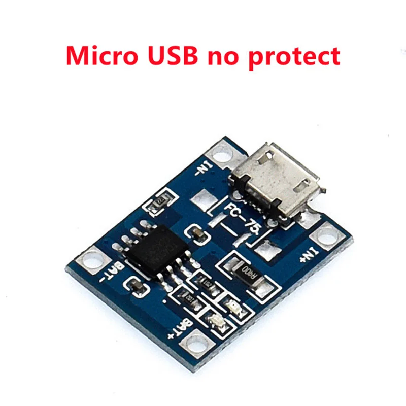 

TP4056 5V 1A Micro USB 18650 Lithium Battery Charging Board Charger Module Type-c/Micro/Mini USB Interface Board Charger