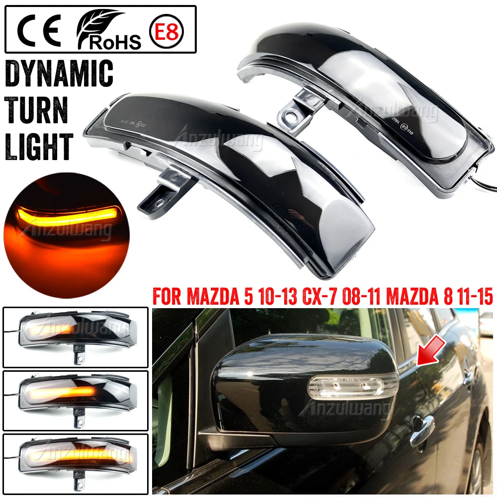 

Dynamic LED Side Mirror Turn Signal Lamp Blink Repeater Light For Mazda CX-7 CX7 2008-2014 For Mazda 8 MPV 2011-2015