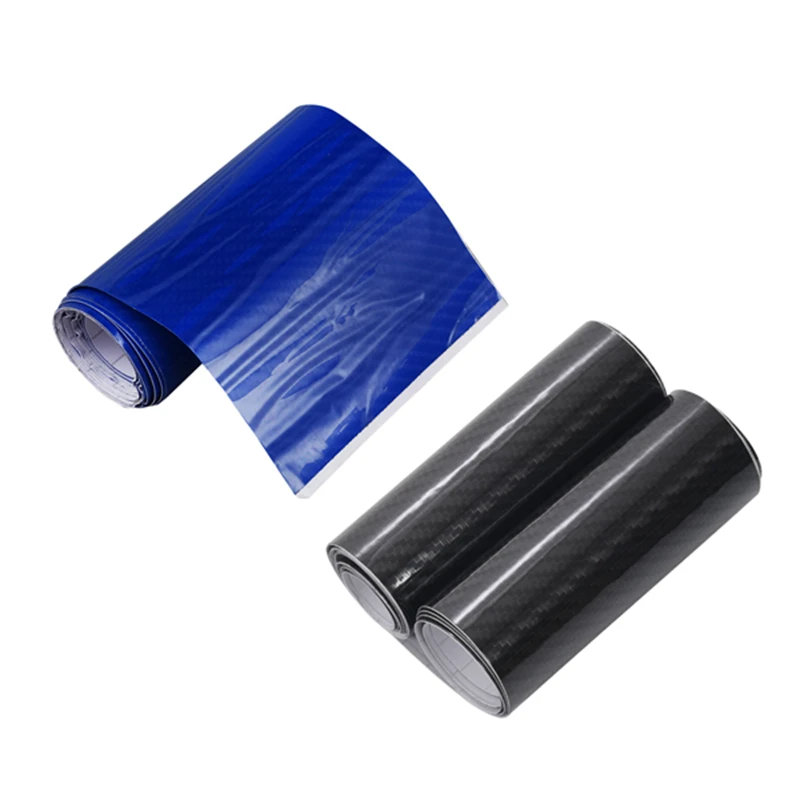 

2X 10Cm X 152Cm High Glossy 5D Carbon Fiber Car Wrapping Vinyl Film Motorcycle Deep Blue & Black