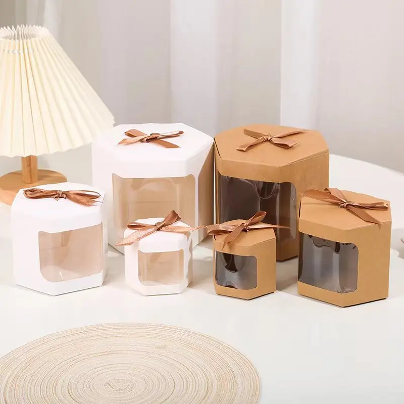 Clear Window Display Kraft Paper Packaging Box Hexagon Pastry Cake Box Candy Small Gift Box for Birthday Wedding Event Party
Clear Window Display Kraft Paper Packaging Box Hexagon Pastry Cake Box Candy Small Gift Box for Birthday Wedding Event Party