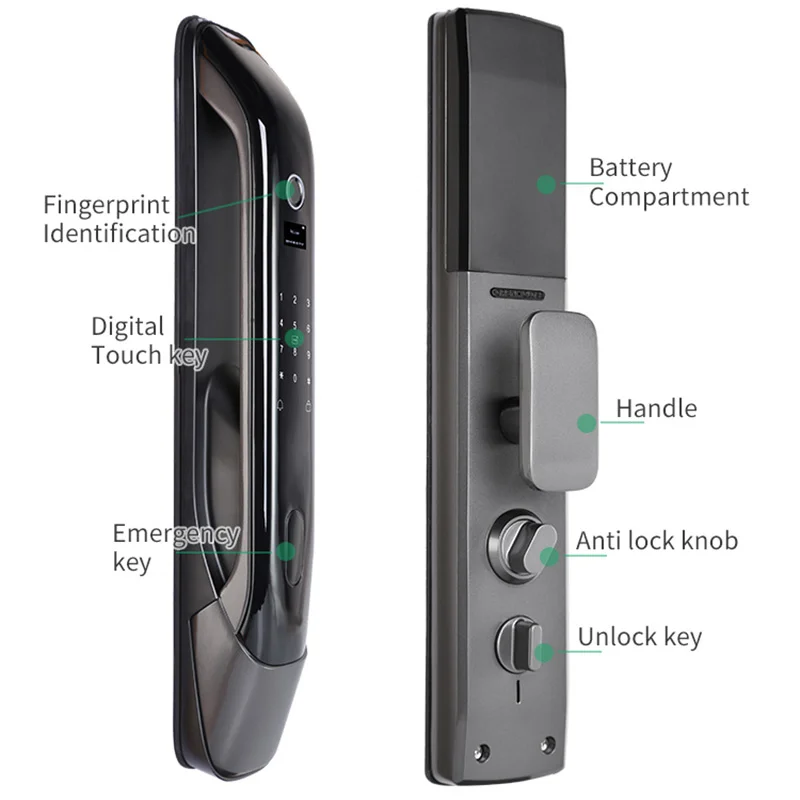 Tuya smart door lock biometric fingerprint card password lock USB emergency charging digital lock
Tuya smart door lock biometric fingerprint card password lock USB emergency charging digital lock