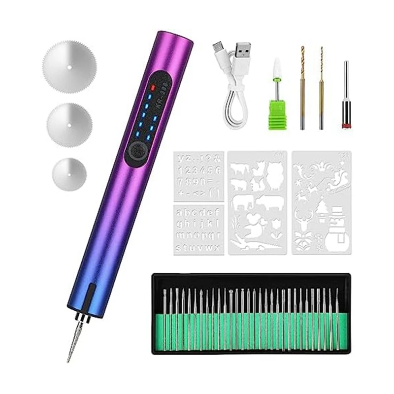 Electric Engraving Pen Kit Cordless Rechargeable Grinding Pen DIY Rotaryetching Pen With 36 Bits Fit For Carving Glass
Electric Engraving Pen Kit Cordless Rechargeable Grinding Pen DIY Rotaryetching Pen With 36 Bits Fit For Carving Glass