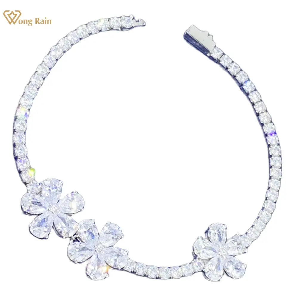 Wong Rain 925 Sterling Silver High Carbon Diamonds Gemstone Flower Bangle Charm Wedding Tennis Bracelet Fine Jewelry Wholesale
Wong Rain 925 Sterling Silver High Carbon Diamonds Gemstone Flower Bangle Charm Wedding Tennis Bracelet Fine Jewelry Wholesale